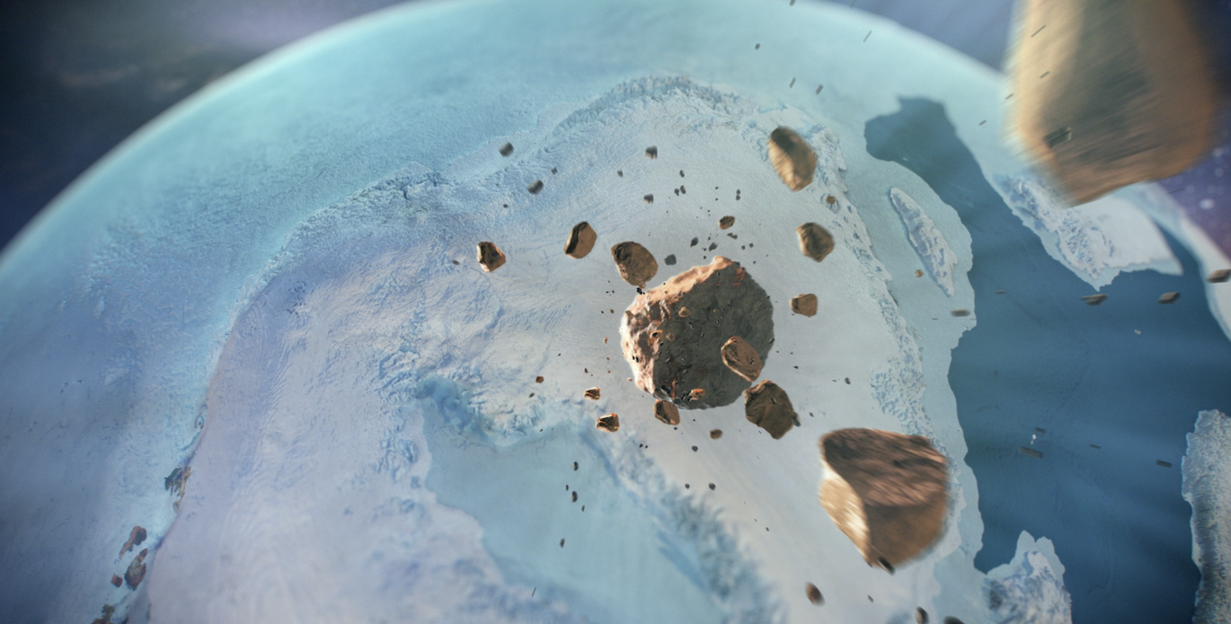 An artist’s depiction of the iron meteorite hurtling through space before impacting in northwest Greenland. Grafics: NASA
